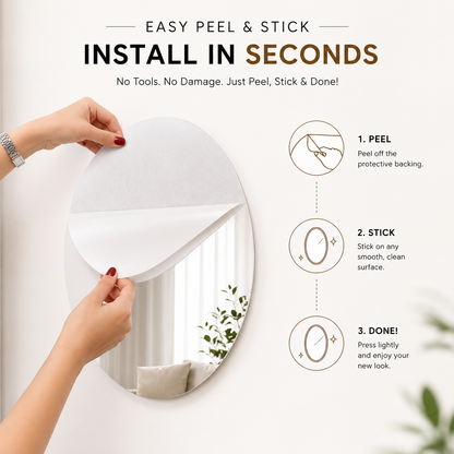 Oval Shape Acrylic Mirror Wall Sticker | Peel & Stick