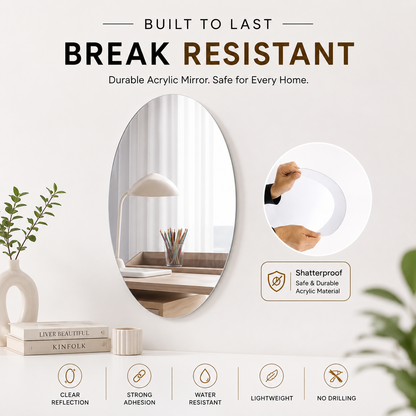 Oval Shape Acrylic Mirror Wall Sticker | Peel & Stick