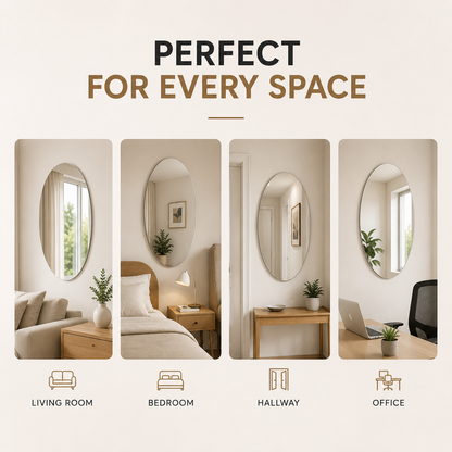 Oval Shape Acrylic Mirror Wall Sticker | Peel & Stick