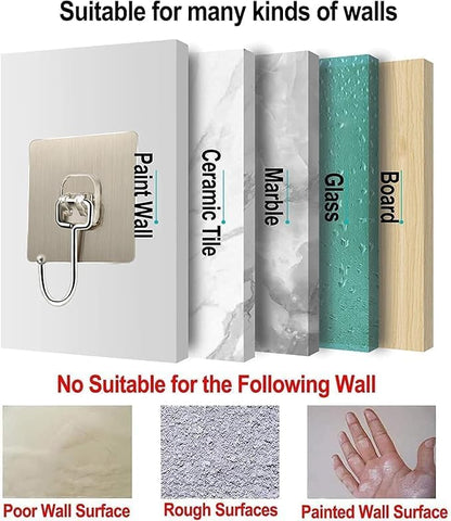 Heavy-Duty Silver Wall Hooks – Strong Self-Adhesive, No-Drill Organizer